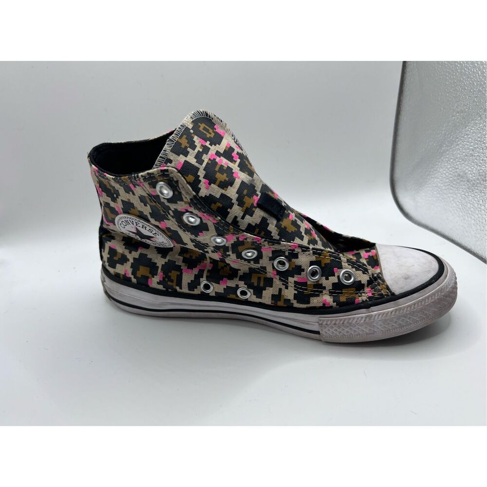 Converse Chuck Taylor Hi Top Sneakers Youth Size 4 Leopard Print Lace Up Shoes